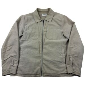 BZB Full Zip Linen Cotton Jacket w/ Polyester Lining Men's Large Beige